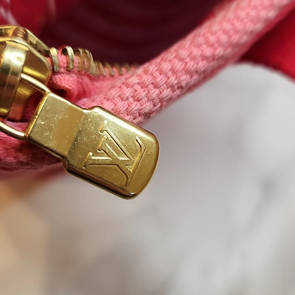 Louis Vuitton Pink Canvas Tote with Gold Hardware